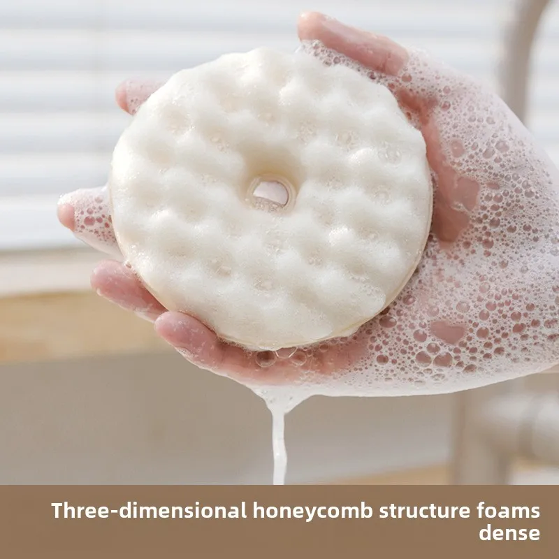 Home Kitchen Cleaning Double-Sided Dishwashing Brush Suction Cup PU Stereo Honeycomb Loofah Rag Wholesale Price Wipe Cloth Mesh