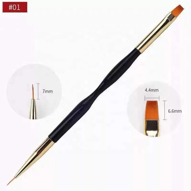3 Pcs Dual End Nail Art Pen Brush Acrylic Round Flat Painting Drawing Liner Nail Tools Nail Drawing Pen