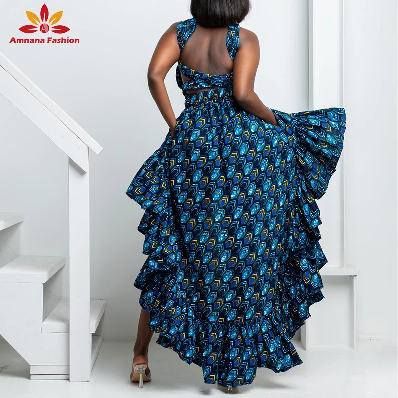 Best price African print infinity dress hi low  DRESS Free combination to wear for many way clothing