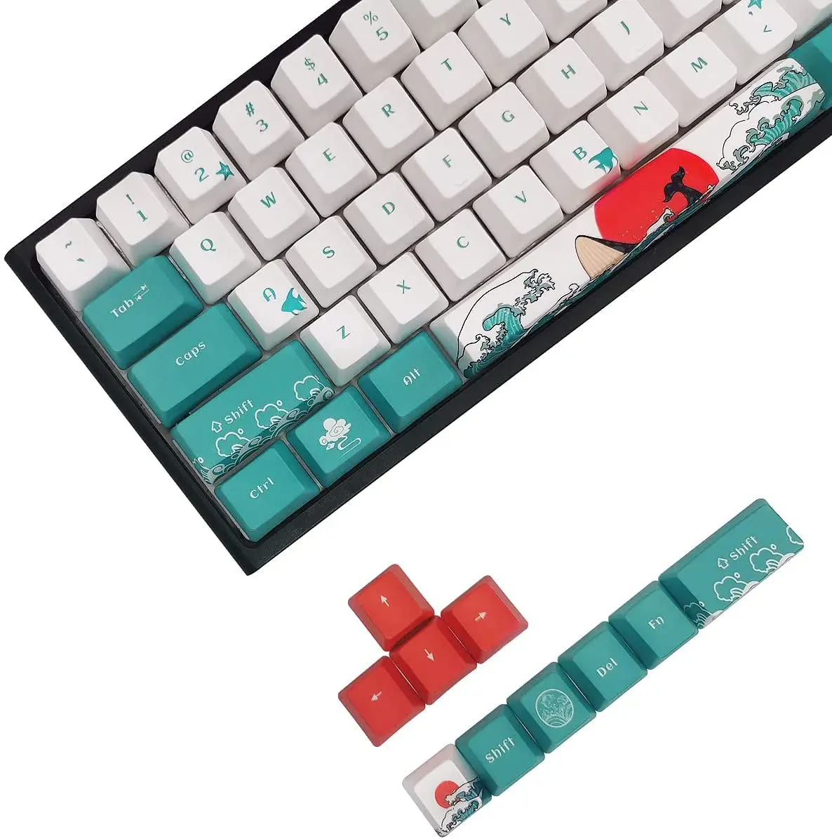 Custom OEM PBT Keycaps for GK61 RK61 60 Percent Mechanical Keyboards Coral Sea Keycaps