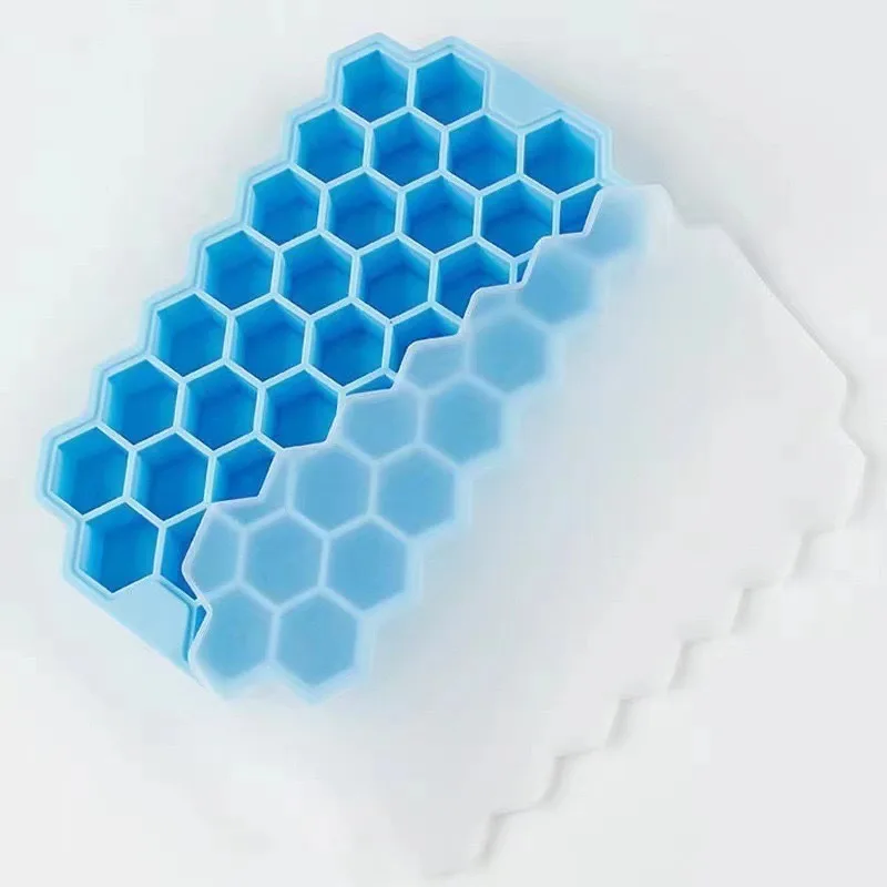WONDERFUL 37 Honeycomb Compartment DIY Ice Cube Mould Reusable Creative Ice Box Plastic Ice Cube Tray with Lid
