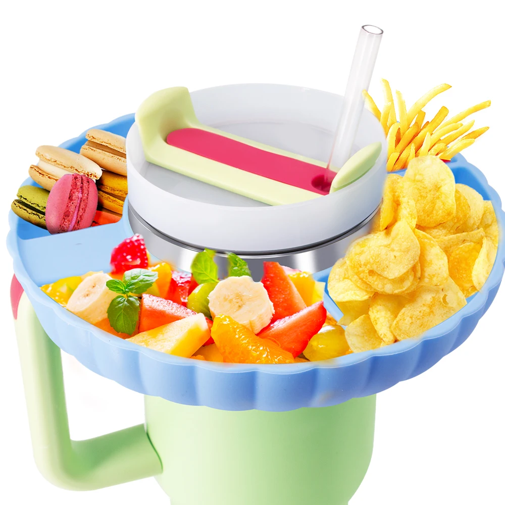 4-Compartment Reusable Silicone Snack Ring Holder Tray for 40 oz Tumbler with Handle Dish & Plate Category