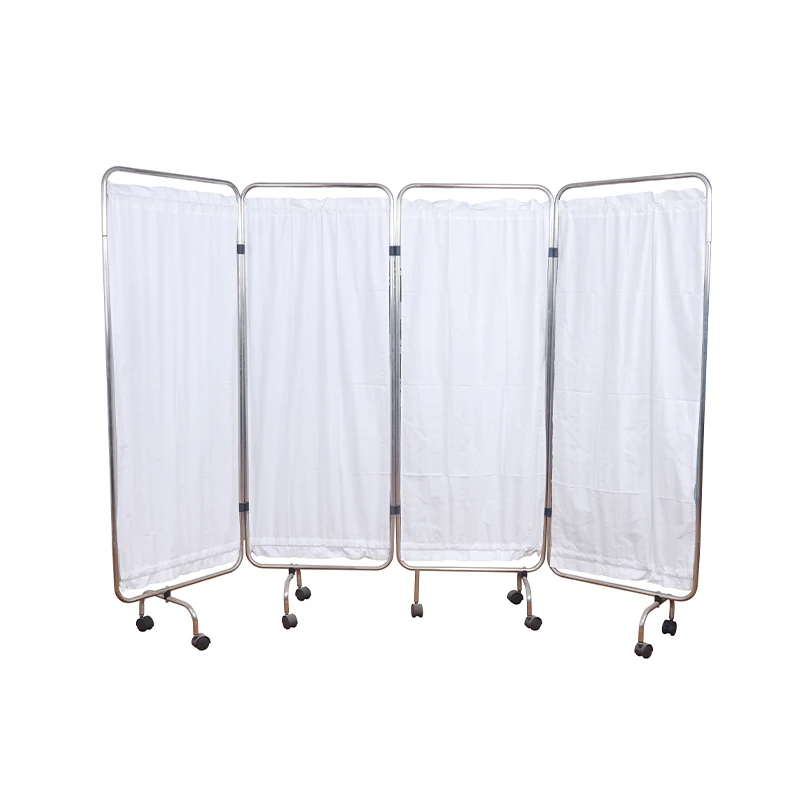 SL-E25 Simple Design Stainless Steel Personal Four Panels Beside Ward Folding Curtains Screen for Clinic Isolate Patient