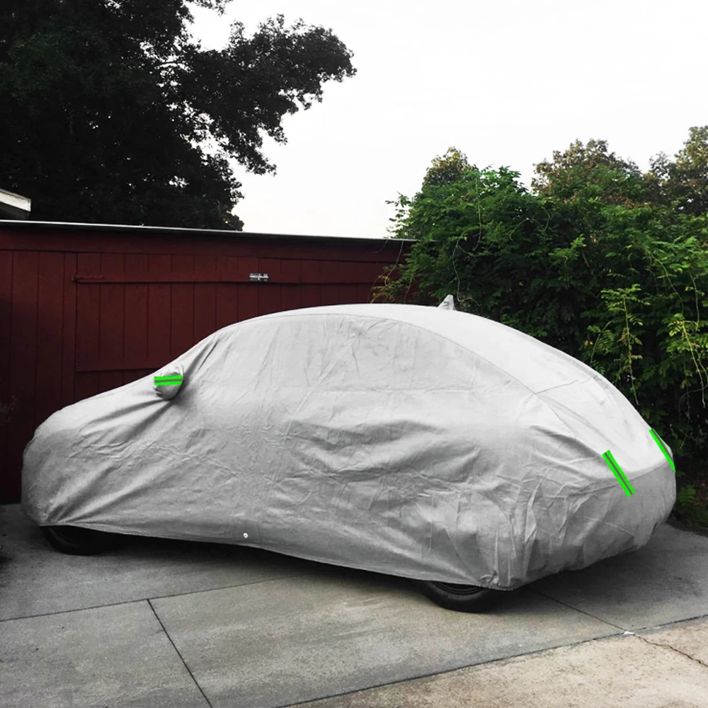 Car outdoor waterproof and dustproof UV resistant silver cover for beetles and other small vehicles