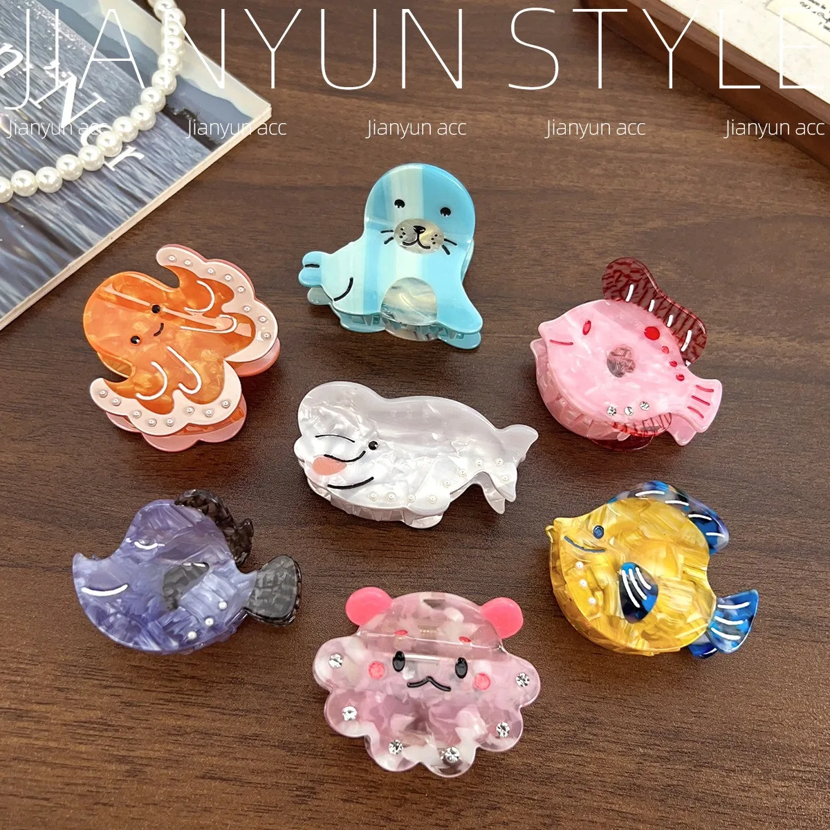 New Fashionable Cartoon Fish Vinegar Gripper Cute Ocean Style Octopus Tropical Fish Girl Grip