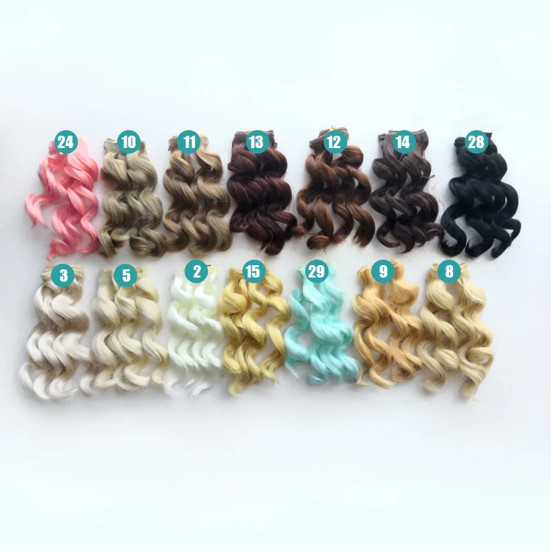 high temperature heat resistant doll wigs gold brown hair for 1/3 1/4 1/6 BJD diy hair styling doll curly wave doll hair 15cm