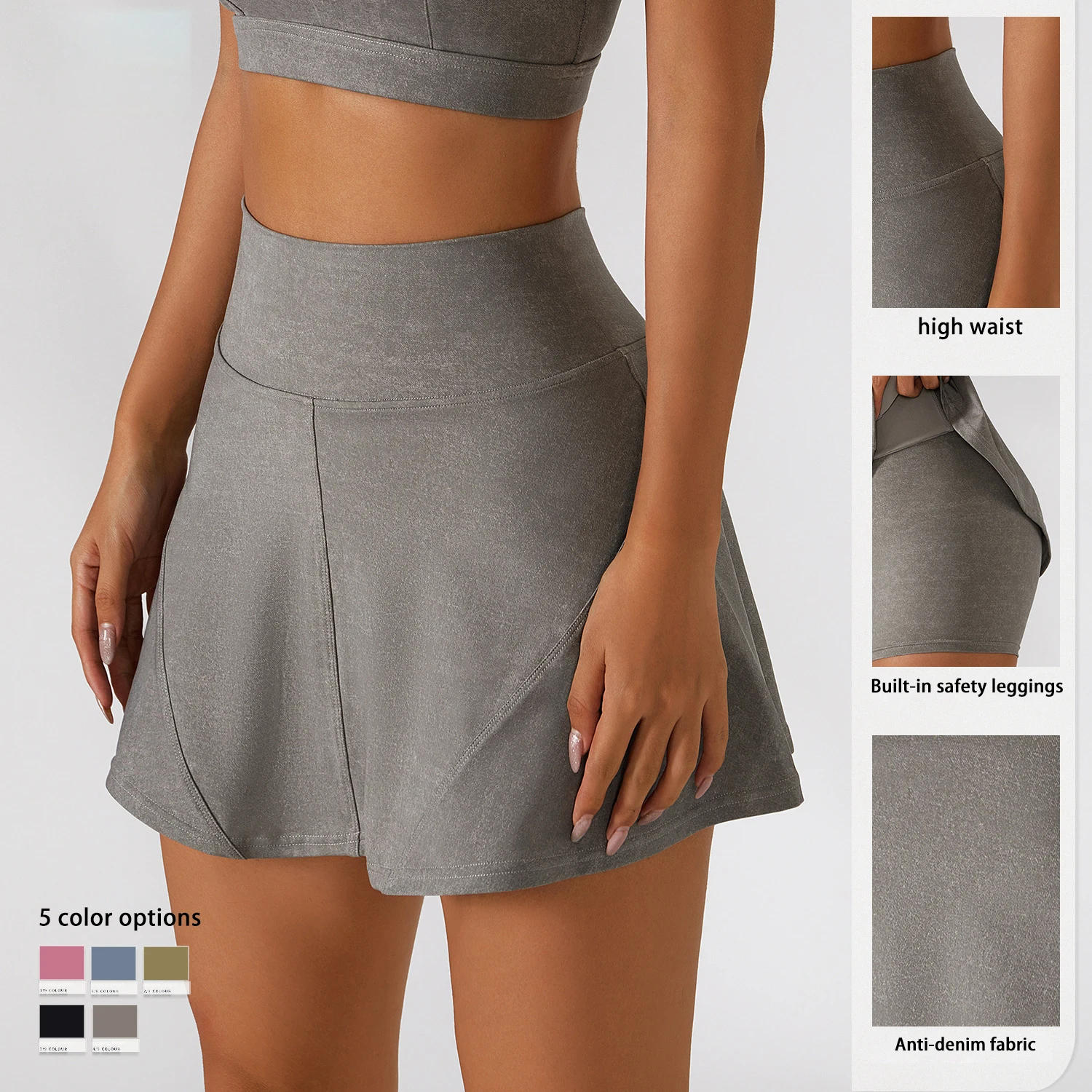 Falda Deportiva Fitness Sports Short Skirt Badminton Golf Yoga Anti-Running Gym Two-Piece Culottes Women Tennis Skirt