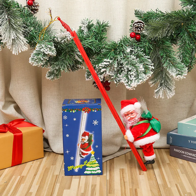 YIWU AULLAN Christmas Gift Ideas Plush Doll Santa Claus Electronic  Climbing Ladder Toy Climbing Christmas Santa