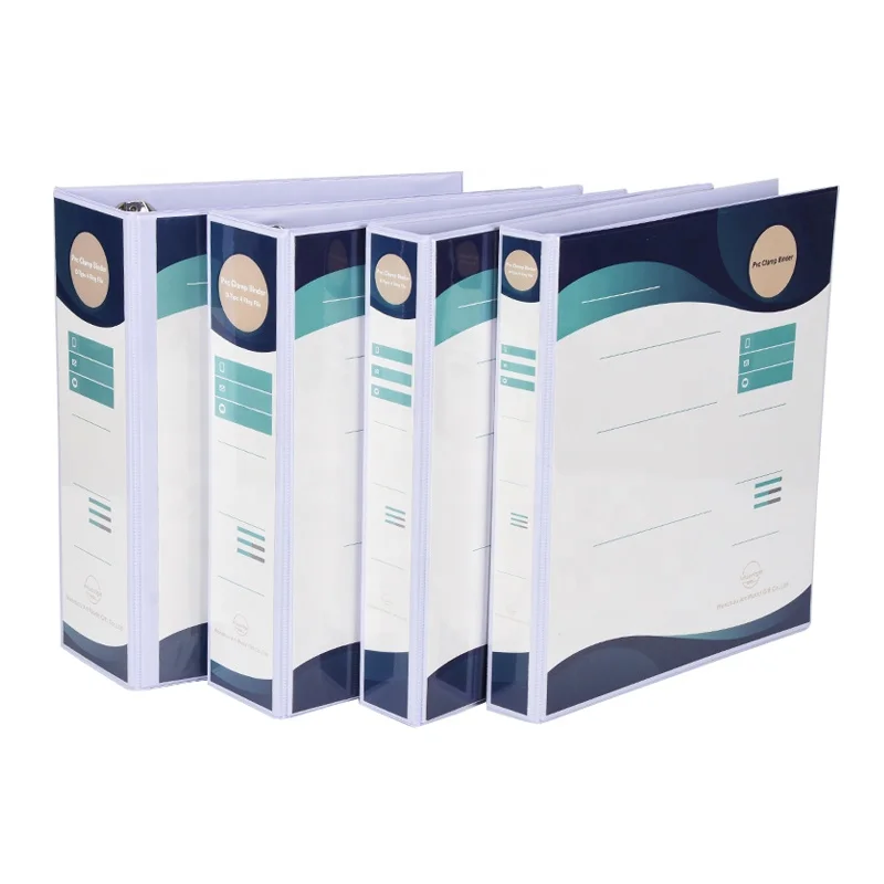 Custom Logo White 3-Ring PVC Binder Pouches A4 Size Office Stationery Cardboard File Folder View Binder for Filing Products