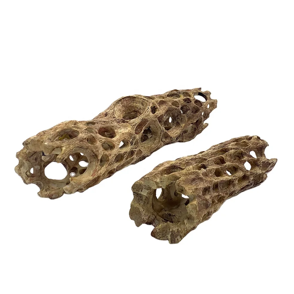 Reptile tank landscape resin artificial decorative wood bark hiding cave for lizard frog