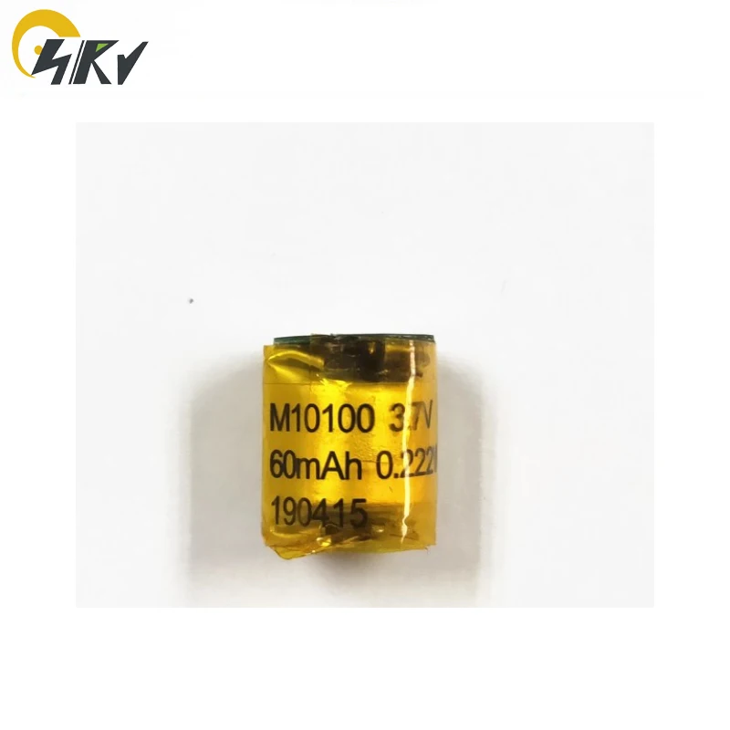 
Small Cylindrical 10100 3.7V 60mAh Lipo battery for rechargeable WTS earphone 