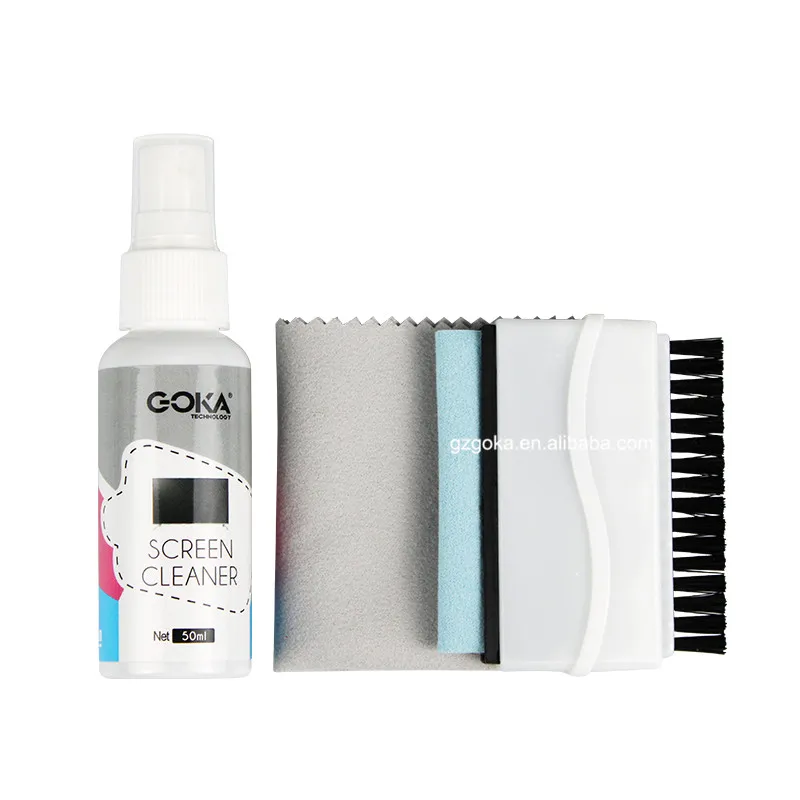 GOKA factory professional cleaning customizable laptop screen cleaning kit 2 in 1 keyboard cleaning brush with microfiber cloth