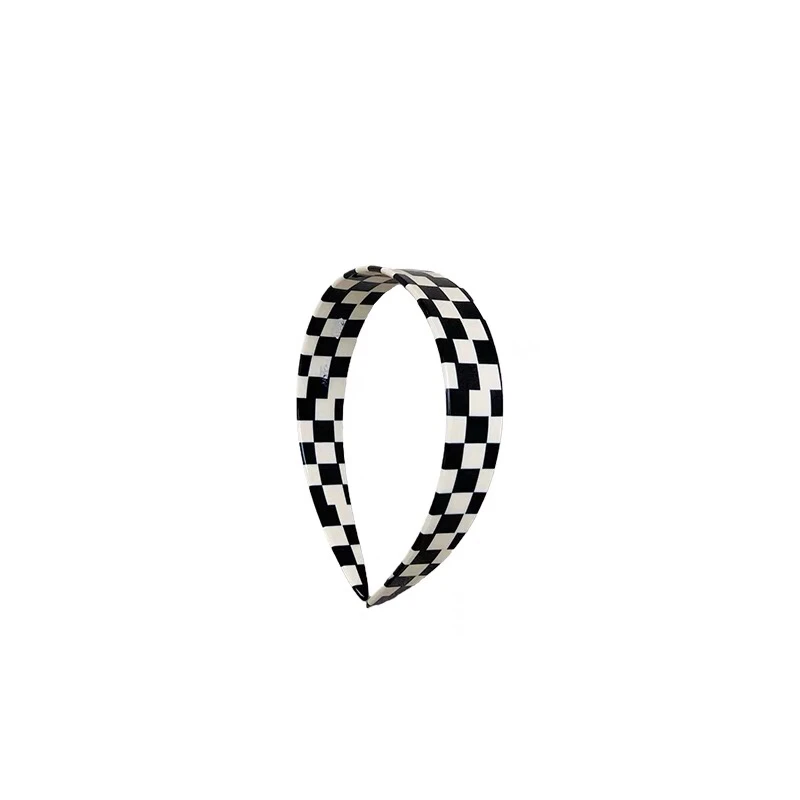 Peichi Trendy black&white checker 25mm wide make up headbands checker acetate and acrylic hair accessories