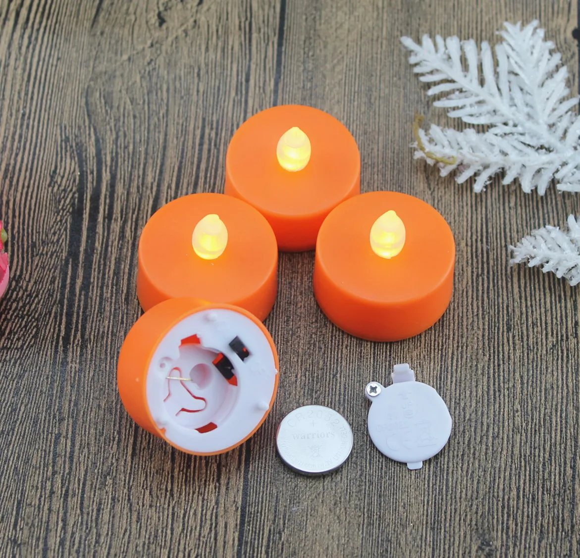 Orange pillar led tea light warm yellow light and colorful light for you to choose