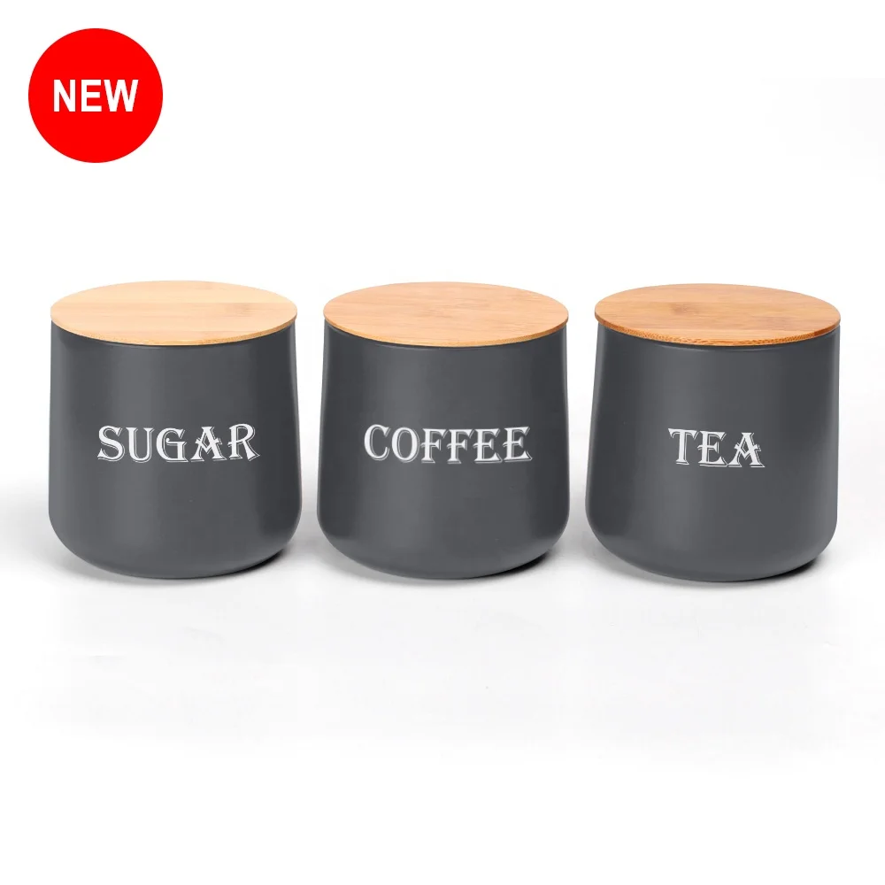 Customized Vintage Food Storage Jar For Sugar Coffee Tea 3PCS Canister Set Metal Canister Tin