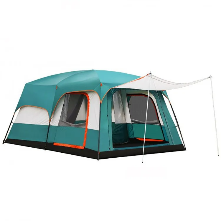 8-12 persons outdoor large space family camping tent double layers 2 rooms quick folding tents