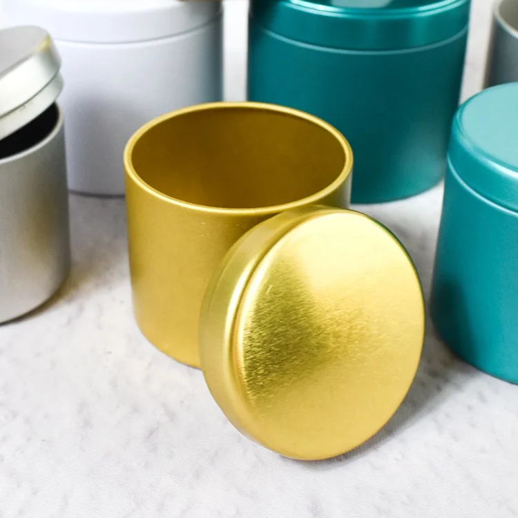 LZ Popular 2oz mini Candle Jar Round Shape Metal Seamless Massage Candle Tin Box Can with lid paint tin can for candles