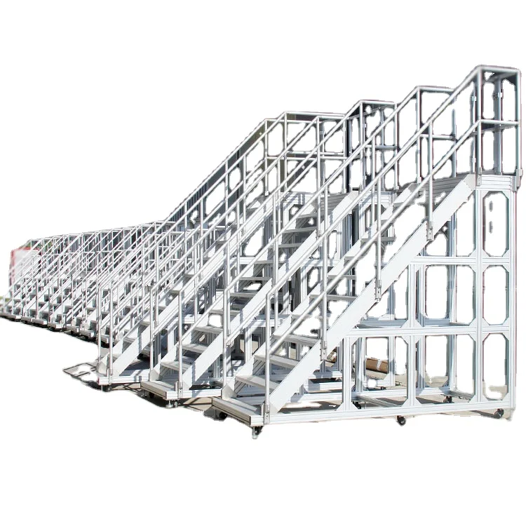 Toshine high quality aerial working platform scissor lift work platform aluminium work platform and T Slot Strut Stair
