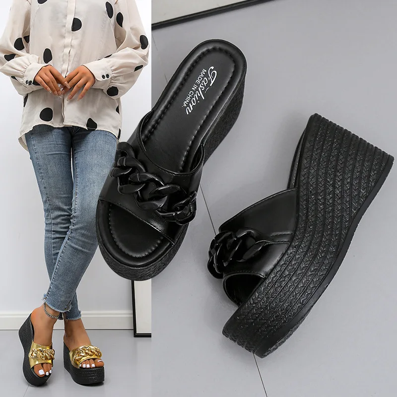 Женские тапочки на очень высоком каблуке удобные туфли танкетке больших размеров