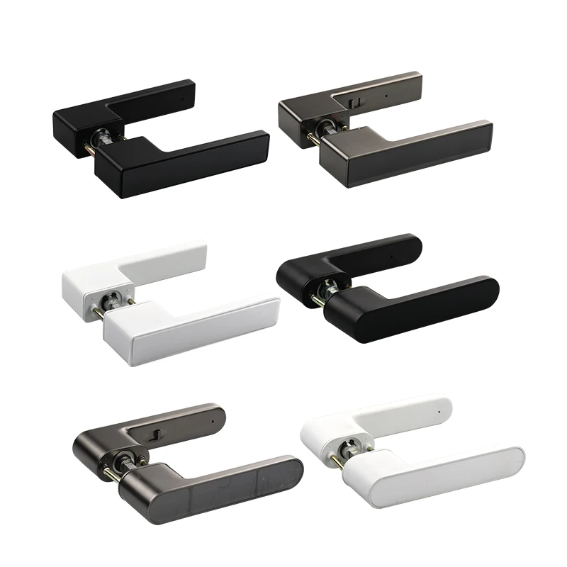 Magnetic Bedroom Bathroom door lock  door handle with hidden key Italy Eco lever handle lock White Satin Black Colors
