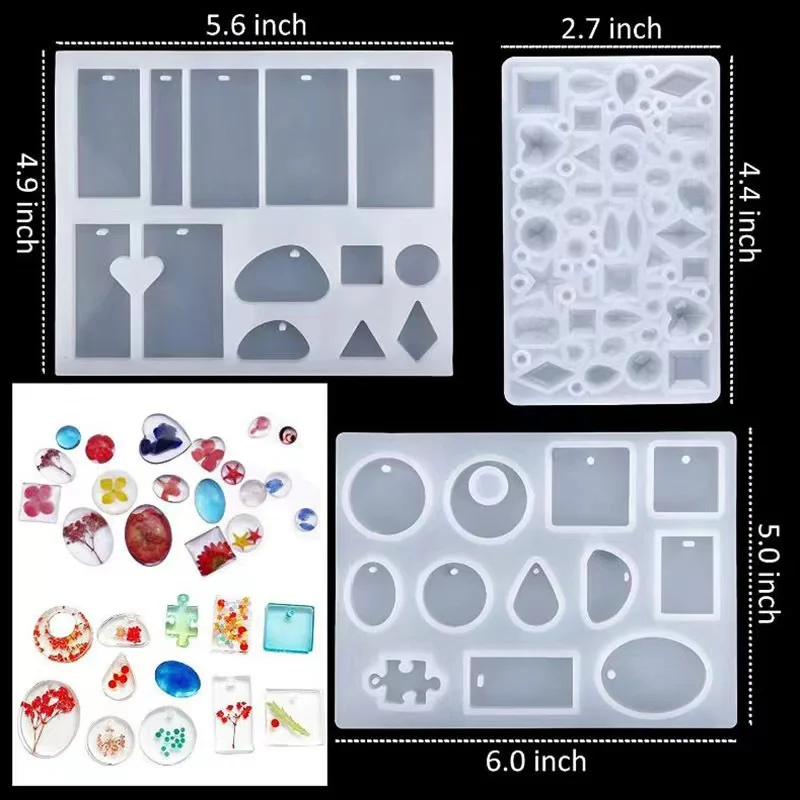 163 PCS hot sale resin mold set for decoration crystal pendant necklace Jewelry Silicone Mold kit