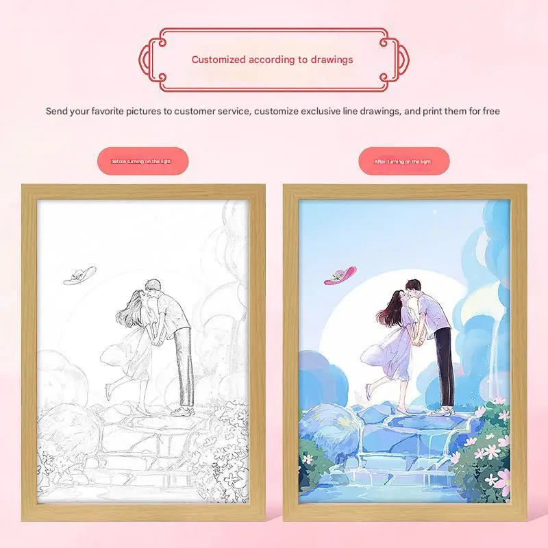 Hot selling light painting picture 8-inch a4 wood frames artwork family photo frame wood frames wholesale for home decoration