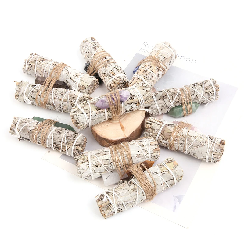 Оптовая продажа Калифорнийский пакет белого шалфея размазывающаяся палка с кристаллами двойные контакты