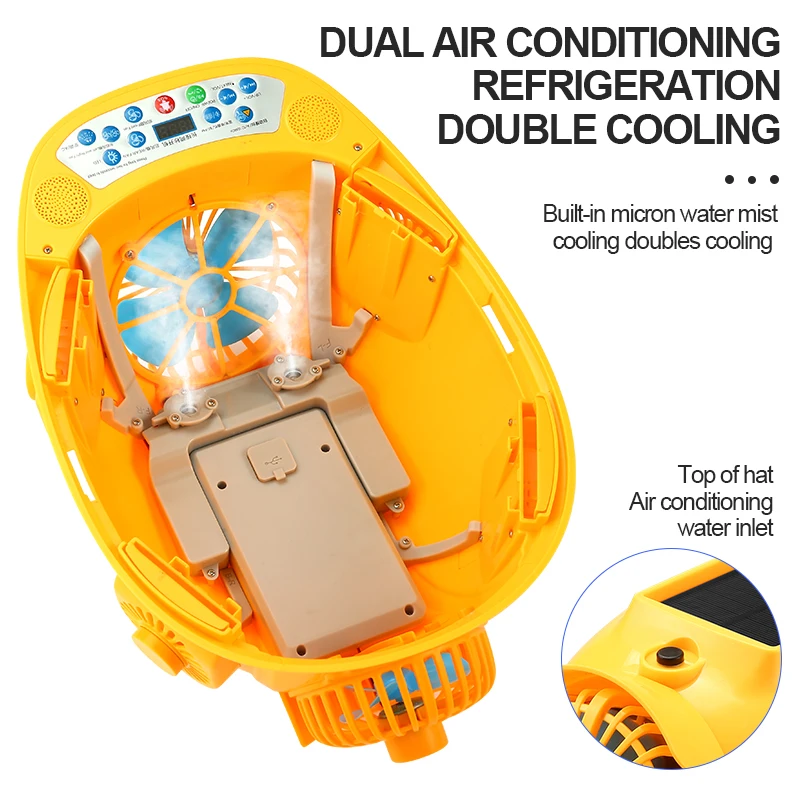 Bluetooth Helmet With Solar Air Conditioning Cooling System Fans and Charging Capabilities Hard Hat Product