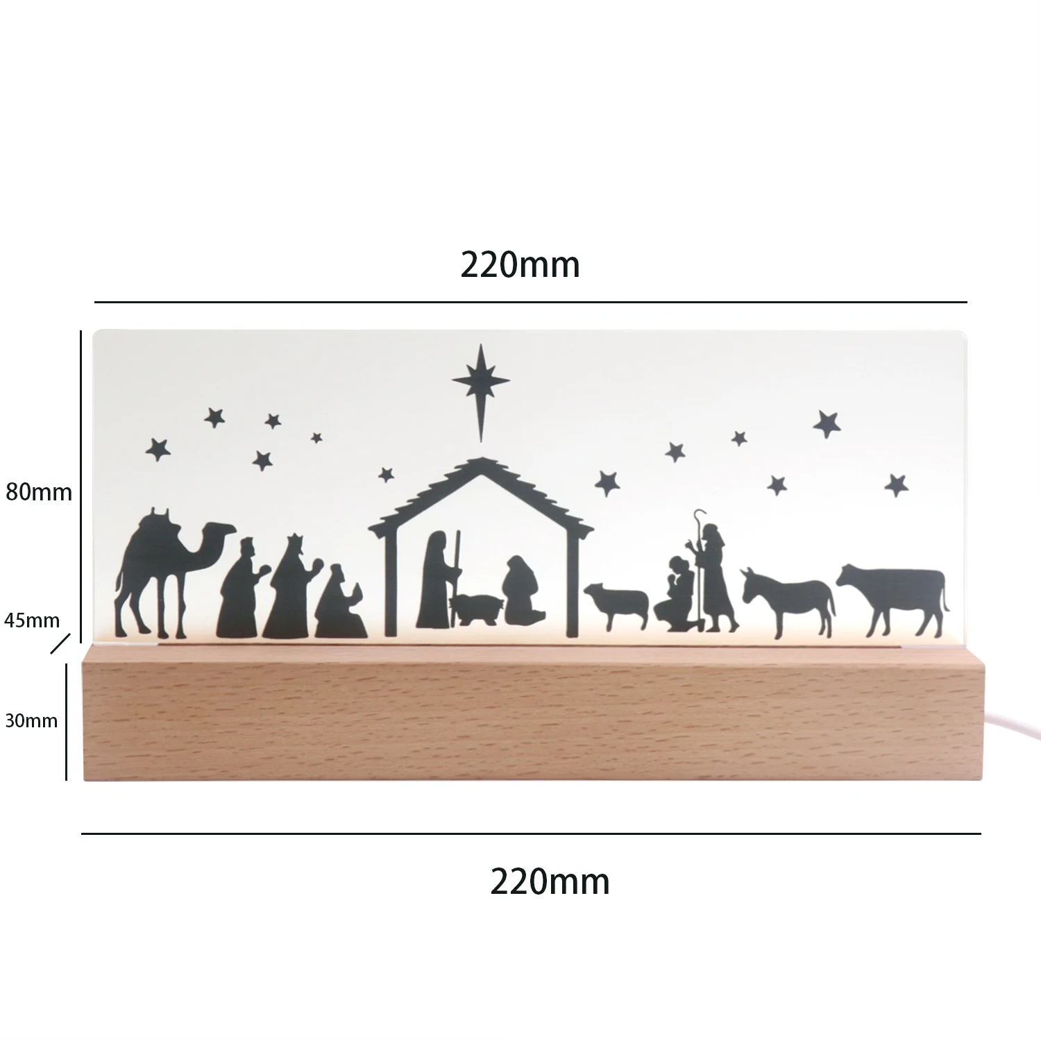 Christmas Acrylic Jesus Shape LED Night Light USB Plug Table Lamp For Home Decoration