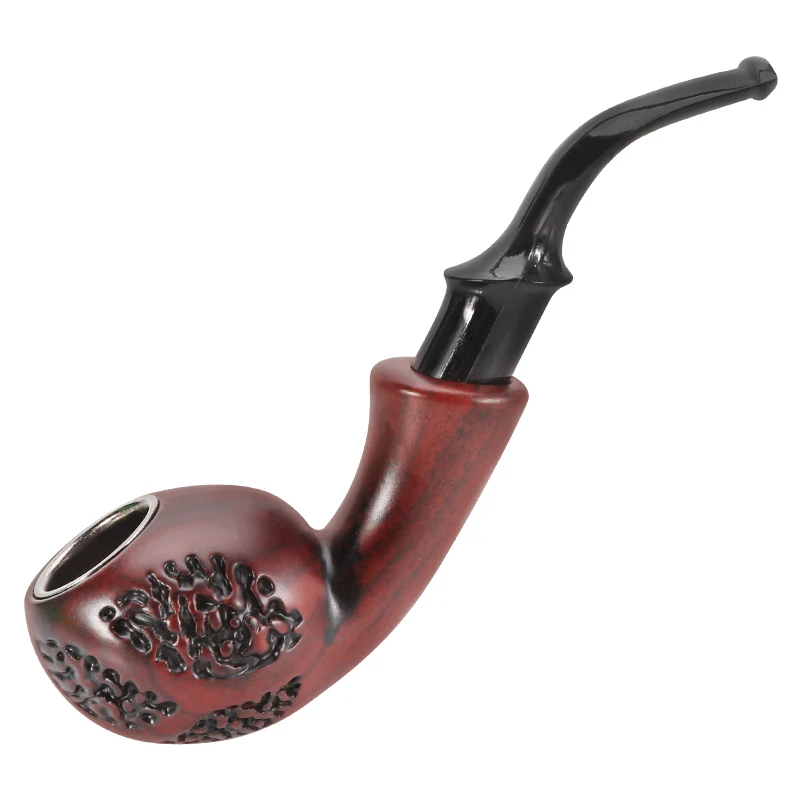 Erliao Resin Hand Wood Color Hand Smoking Pipe Wholesale Ready to Ship with Gift Box Wooden Tobacco Pipes
