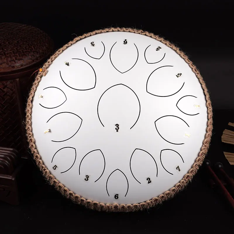 Factory offer the big size  design 14 inch (35 cm) 15 tongue white  hank drum D key balmy drum  steel tongue drum