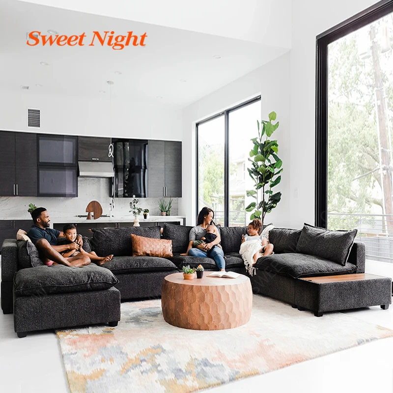 for home 7 seater design upholstered luxury corner furniture sectional fabric sofa