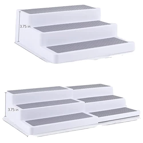 Hot Sale 3-Tier Expandable Plastic Spice Rack Step Shelf Non-Skid Kitchen Organizer for Pantry Cabinets anti  serving tray table