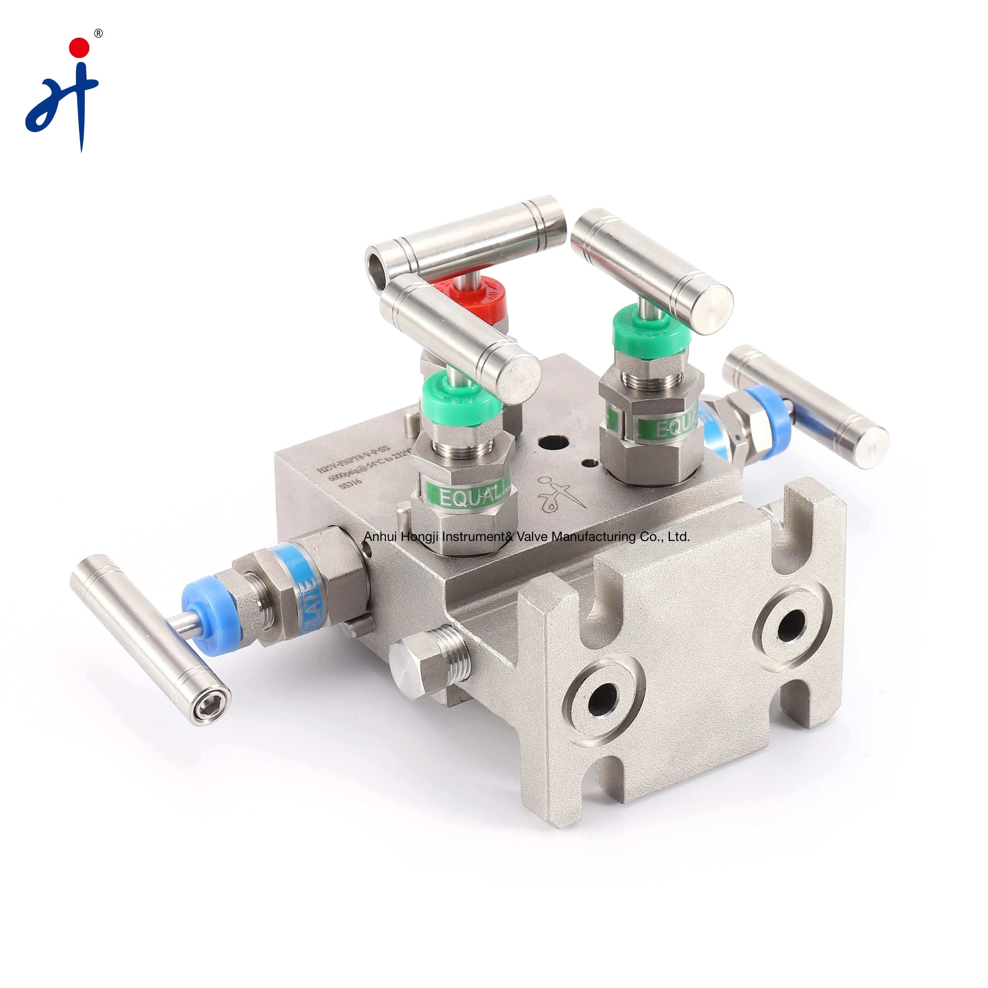 High Pressure 5-Valve Manifold Stainless Steel Direct Mount Manifolds for Oil Gas or Water Pipe