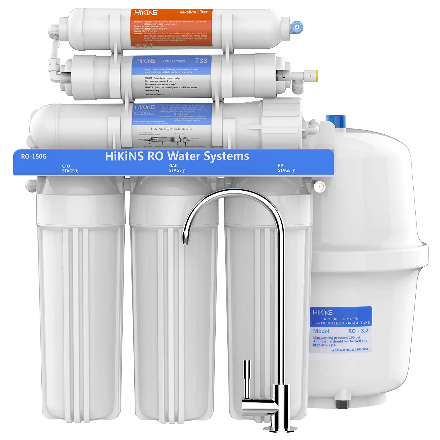 Hikins UV Purification System Ro Filter 7 Stages New Water Filter Purifier Osmosis Inversa Water Filter System