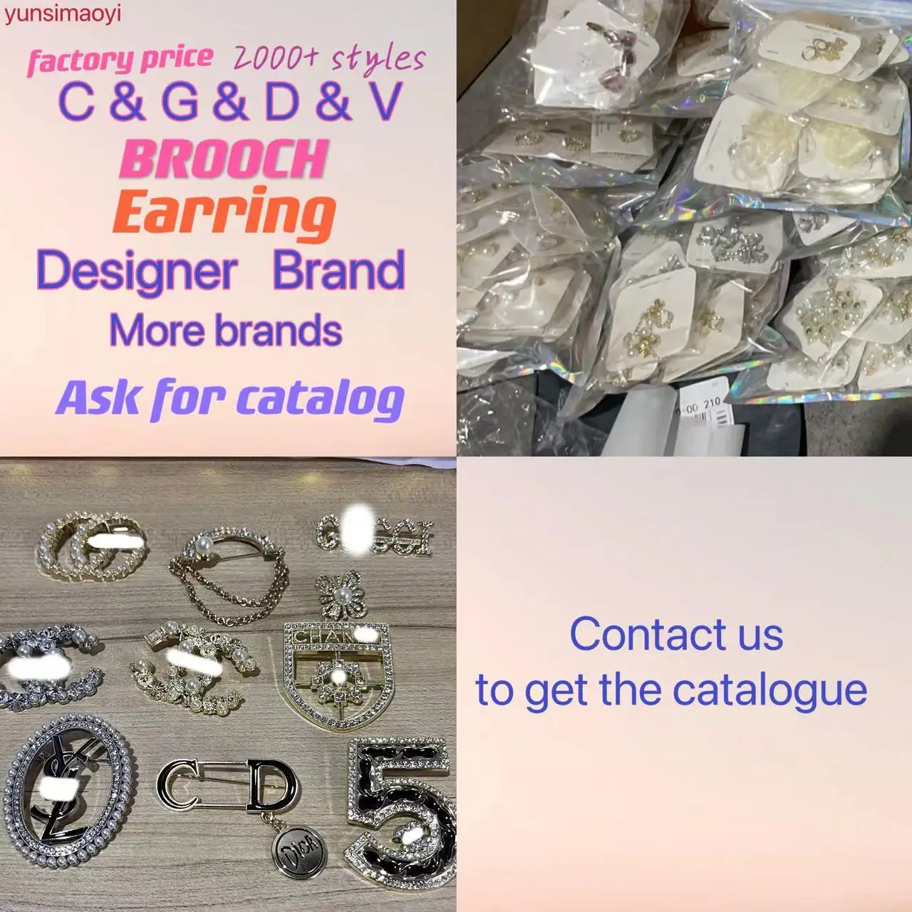 Fashion custom rhinestone CC designer G luxury women brooch jewelry inspired designer brooches and pins