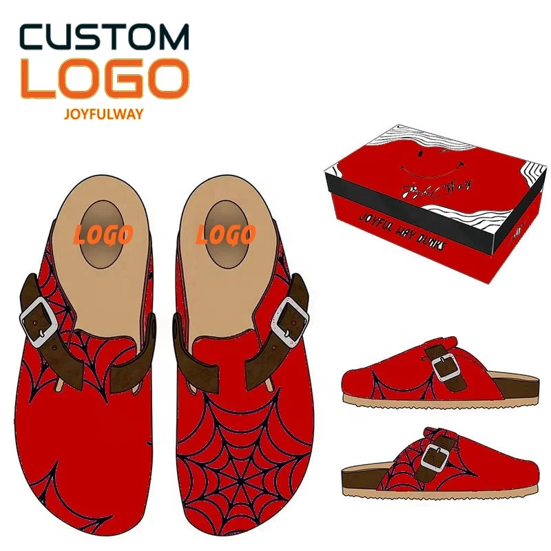 Leather custom Cork Suede Designer Slides custom logo slides  Autumn Winter Loafers Shoes Classic Tan Brown Black Fashion Luxury