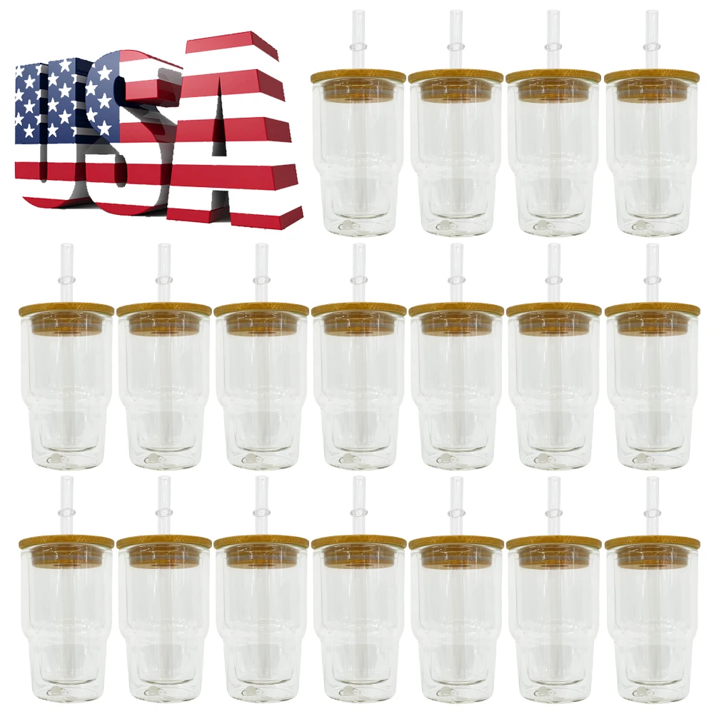 USA Warehouse Clear Double Wall 3oz Mini Tumbler Sublimation Blank Pre Drilled Snow Globe Custom Shot Glasses Cups For Children