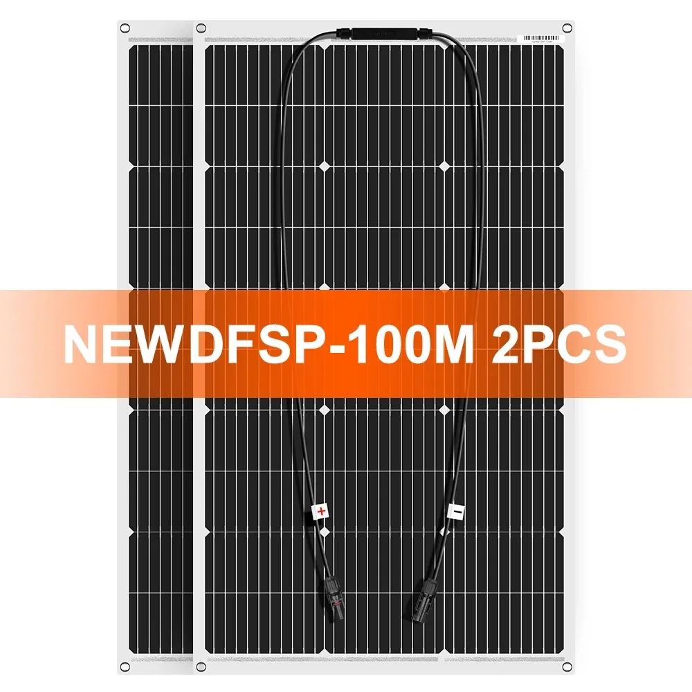 Dokio USA Stock 100W Solar Panel 2PCS Mono Flexible Solar Panel  200W Solar For Car/Boat/ Home Solar Charge 12V Waterproof Solar