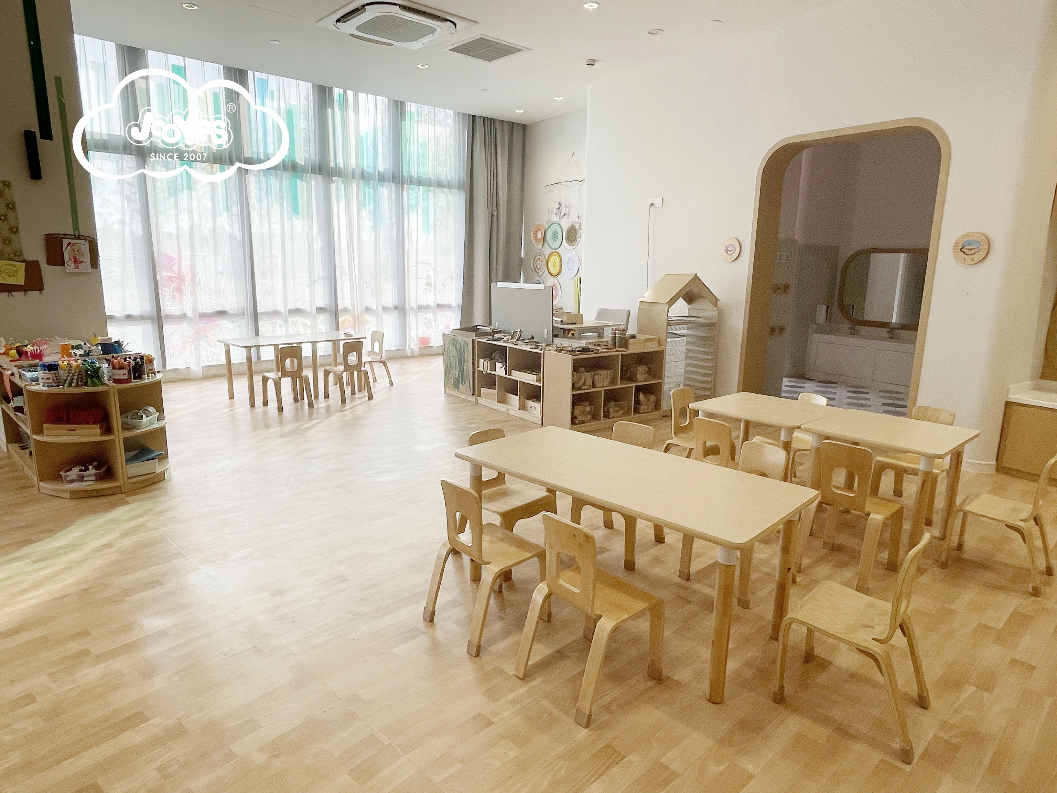 Kindergarten furniture art table and bench kids activity and drawing table preschool table sets