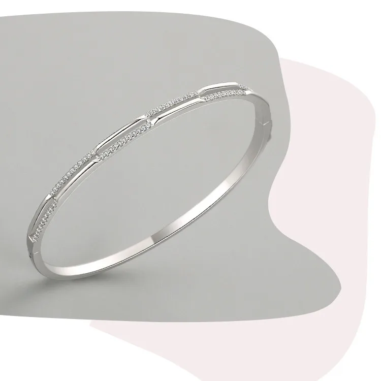 New Product Fine Jewelry Silver Bangle Temperament Zircon 925 Sterling Silver Fashion Bracelet Bangle For Women