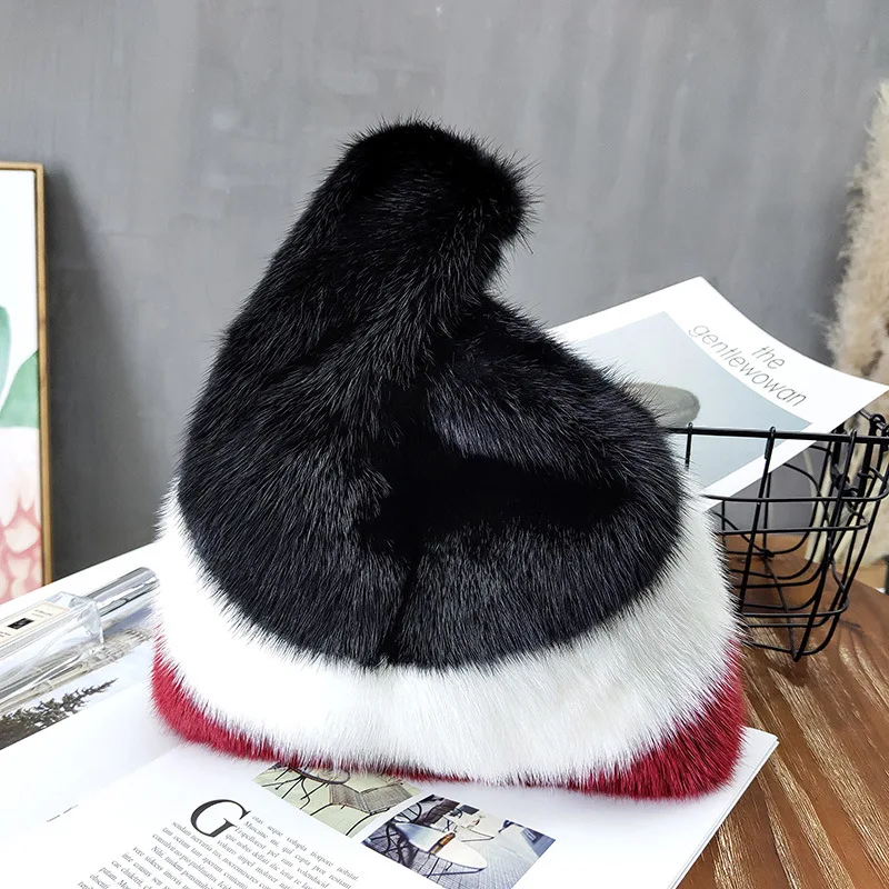 Handmade mink fur handbag women fashion genuine fur bag western style real fur tote bags