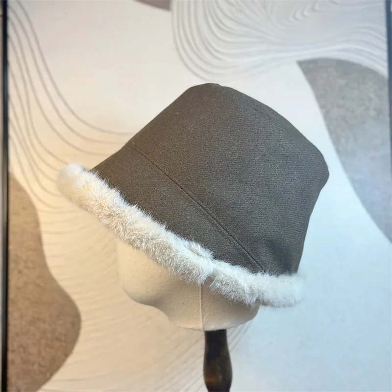 Korean version big head circumference plush fisherman hat women autumn winter thickened insulation fashion basin cap