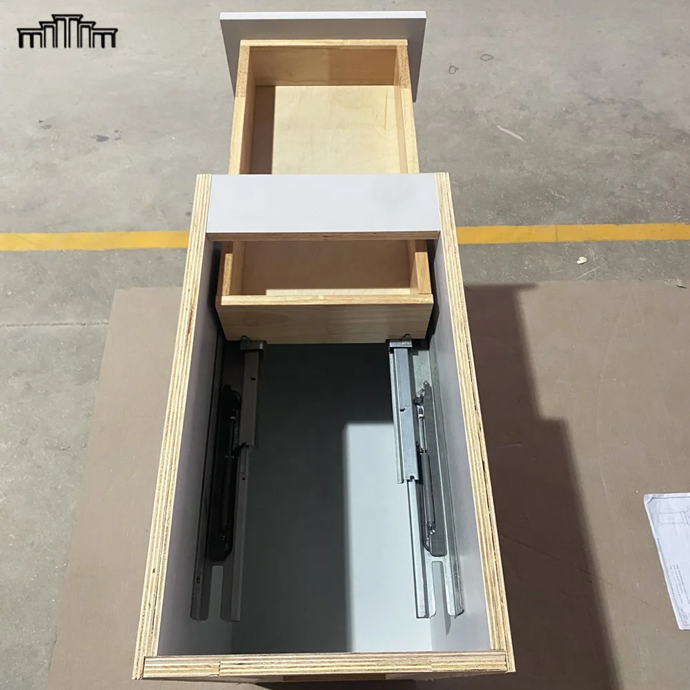 New Construction Confirmat Screw Frameless 3/4 Inch Solid Birch Wood & MDF Door Kitchen Cabinets With Grey UV Coat Carcass