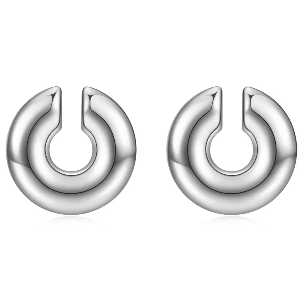 Wholesale High Quality Women Gold Large Chunky Hoops Earrings Hollow Circle C Shaped Round Ear Cuff