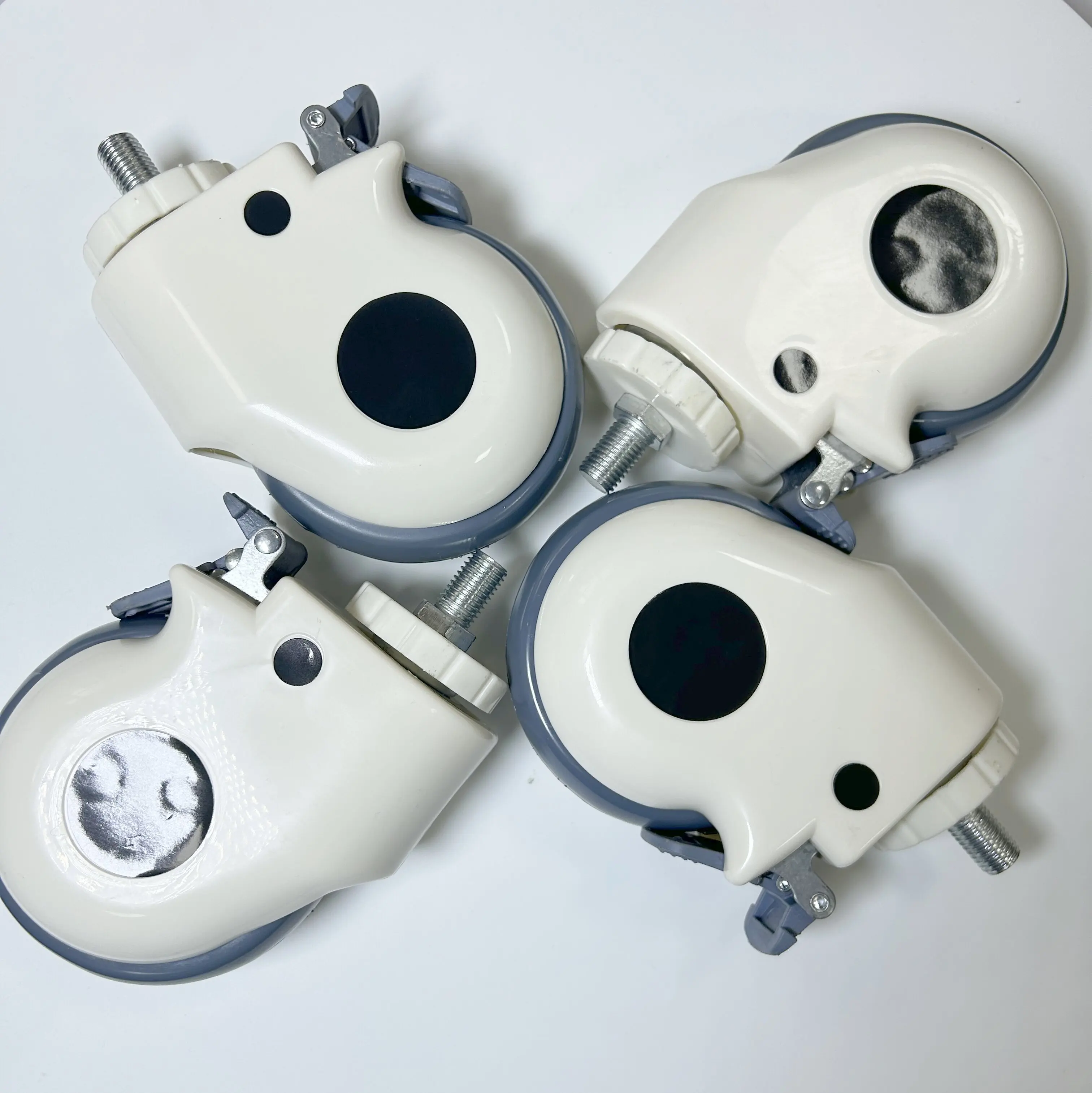 5 inch twin-wheels threaded stem casters medical caster wheels with brake for hospital bed