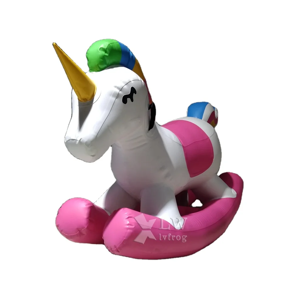 Customized Kids Fun PVC Animal Riding Game unicorn Inflatable Rocking Horse for Sale