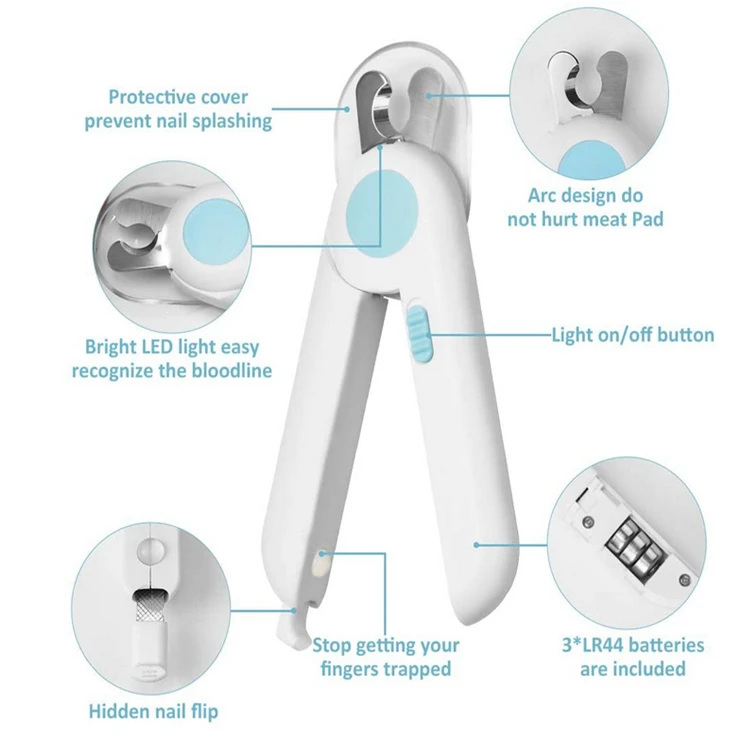LED Light Avoid Over-Cutting Trimmers Professional Small Animal Bird Pet Dog Cat Claw Trimmer Care with free Nail