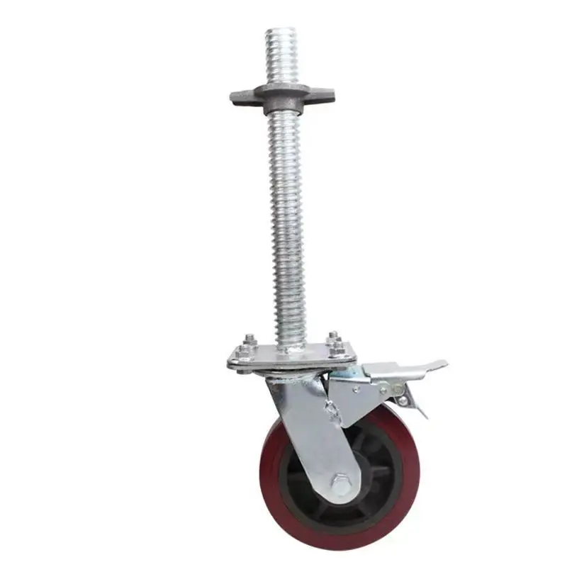 ZYTJ Low Price 6/8 Inch Heavy Duy Polurethane Scaffolding Caster&Double Wheels With Jack Base For Mobile Mason Frame