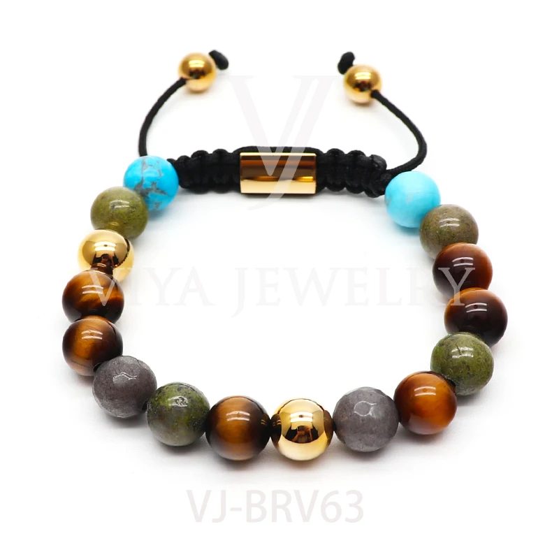 Wholesale Handmade Bead Stone Bracelet Fashion Agate Stone Lava  Bracelet